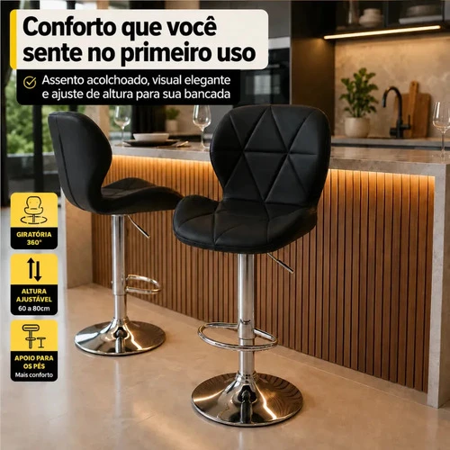 Foto detalhada do Banqueta Spin Estofada Giratória com Ajuste de Altura - Avaliação e Review do Faro Guia (imagem 2)