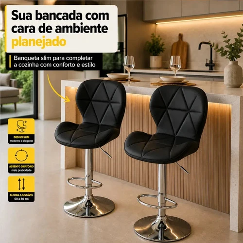 Foto detalhada do Banqueta Spin Estofada Giratória com Ajuste de Altura - Avaliação e Review do Faro Guia (imagem 4)