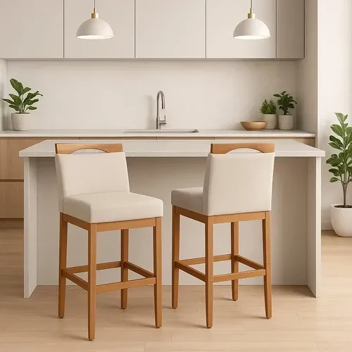Kit 2 Banquetas Altas Lyara com Encosto Ergonômico