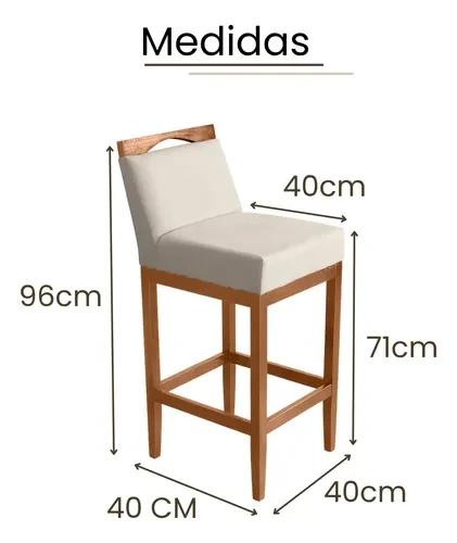 Foto detalhada do Kit 2 Banquetas Altas Lyara com Encosto Ergonômico - Avaliação e Review do Faro Guia (imagem 3)