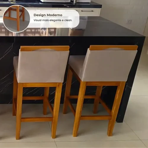 Foto detalhada do Kit 2 Banquetas Altas Lyara com Encosto Ergonômico - Avaliação e Review do Faro Guia (imagem 4)