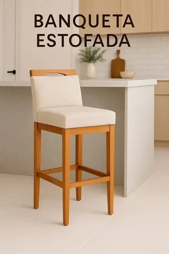 Foto detalhada do Kit 2 Banquetas Altas Lyara com Encosto Ergonômico - Avaliação e Review do Faro Guia (imagem 5)