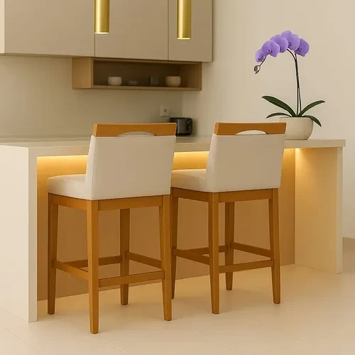 Foto detalhada do Kit 2 Banquetas Altas Lyara com Encosto Ergonômico - Avaliação e Review do Faro Guia (imagem 6)
