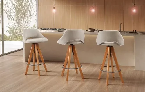Foto detalhada do Kit 2 Banquetas Nicole Giratórias em Madeira Prensada - Avaliação e Review do Faro Guia (imagem 2)