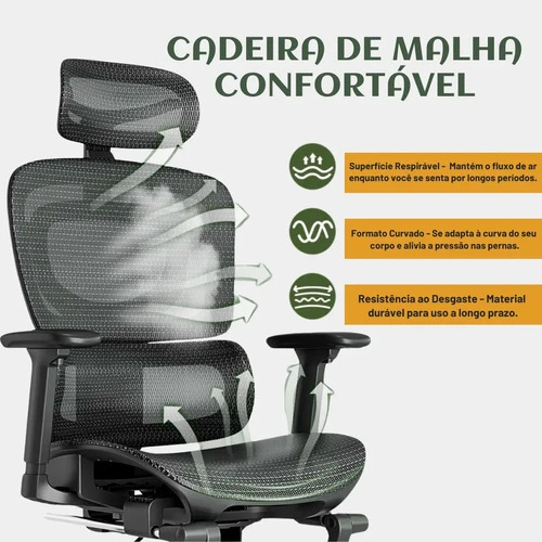Foto detalhada do Cadeira Ergonômica Mônaco BT07 LuvinCo Mesh - Avaliação e Review do Faro Guia (imagem 2)