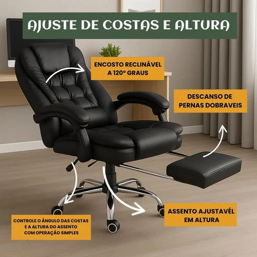 Foto detalhada do Cadeira Executiva Itália LuvinCo Apoio Retrátil - Avaliação e Review do Faro Guia (imagem 3)