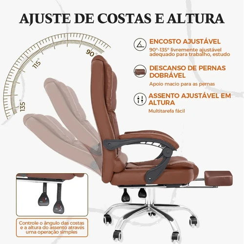 Foto detalhada do Cadeira Presidente Python Fly Ergonômica Couro - Avaliação e Review do Faro Guia (imagem 2)