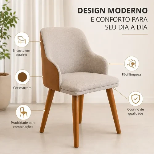 Foto detalhada do Kit 2 Cadeiras de Jantar Estofadas Million em Madeira Maciça - Avaliação e Review do Faro Guia (imagem 3)