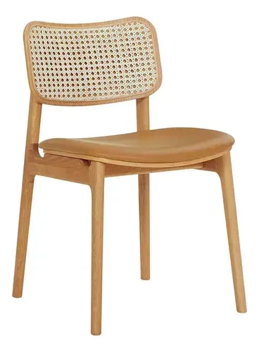 Foto detalhada do Kit 2 Cadeiras Canann com Encosto Rattan e Assento Couro - Avaliação e Review do Faro Guia (imagem 2)