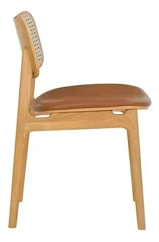 Foto detalhada do Kit 2 Cadeiras Canann com Encosto Rattan e Assento Couro - Avaliação e Review do Faro Guia (imagem 6)