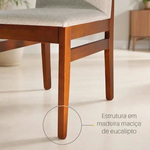 Foto detalhada do Kit 2 Cadeiras de Jantar Veneza Estofadas em Linho - Avaliação e Review do Faro Guia (imagem 4)