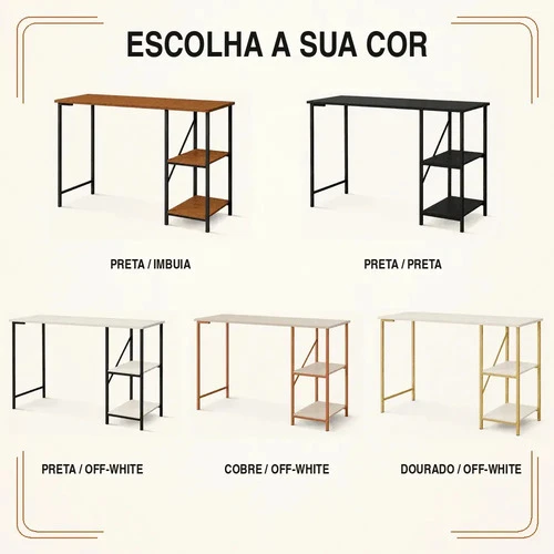 Foto detalhada do Escrivaninha Industrial KLM Store com Prateleira - Avaliação e Review do Faro Guia (imagem 2)