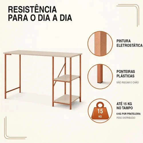 Foto detalhada do Escrivaninha Industrial KLM Store com Prateleira - Avaliação e Review do Faro Guia (imagem 4)