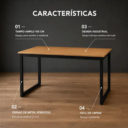 Foto detalhada do Mesa Industrial ClickForte 105cm - Avaliação e Review do Faro Guia (imagem 2)