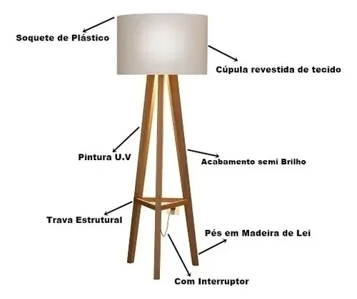 Foto detalhada do Abajur Tripé JLAR Madeira Nobre - Avaliação e Review do Faro Guia (imagem 5)
