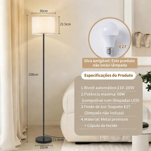 Foto detalhada do Luminária de Chão Tieesa Elegance - Avaliação e Review do Faro Guia (imagem 4)