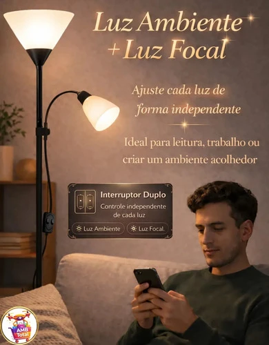 Foto detalhada do Luminária Dupla Articulada AMBTotal - Avaliação e Review do Faro Guia (imagem 2)