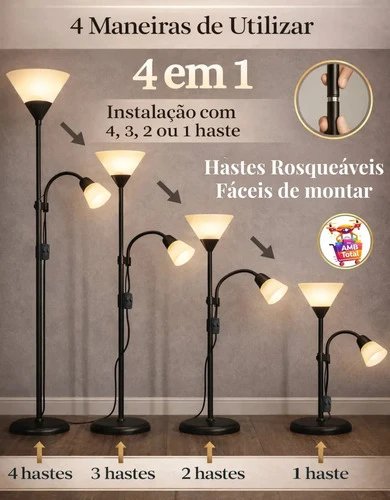 Foto detalhada do Luminária Dupla Articulada AMBTotal - Avaliação e Review do Faro Guia (imagem 3)