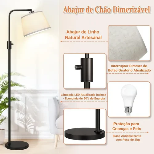 Foto detalhada do Lustre de Chão em Arco SANTOBR - Avaliação e Review do Faro Guia (imagem 2)