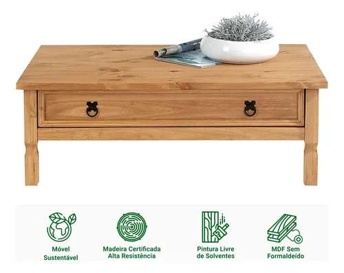 Foto detalhada do Mesa de Centro Rústica Tequila com Gaveta - Avaliação e Review do Faro Guia (imagem 2)