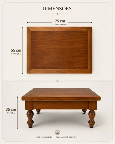Foto detalhada do Mesa de Centro Clássica Castanho Brilhante - Avaliação e Review do Faro Guia (imagem 7)