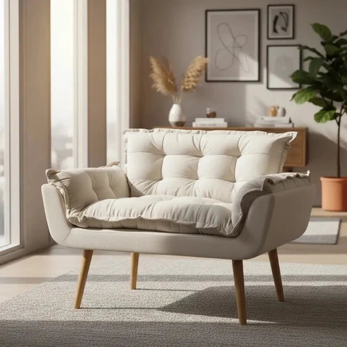 Poltrona Namoradeira Decorativa Alice em Suede