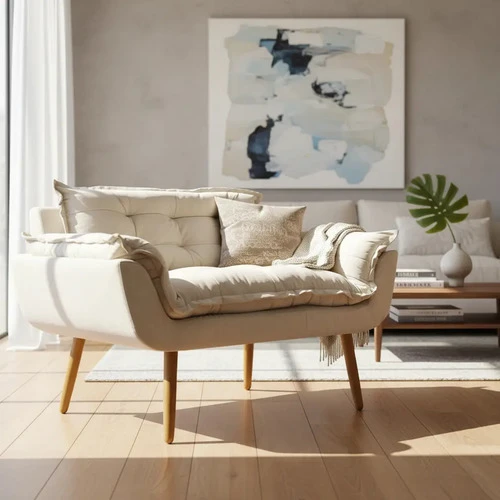 Foto detalhada do Poltrona Namoradeira Decorativa Alice em Suede - Avaliação e Review do Faro Guia (imagem 2)