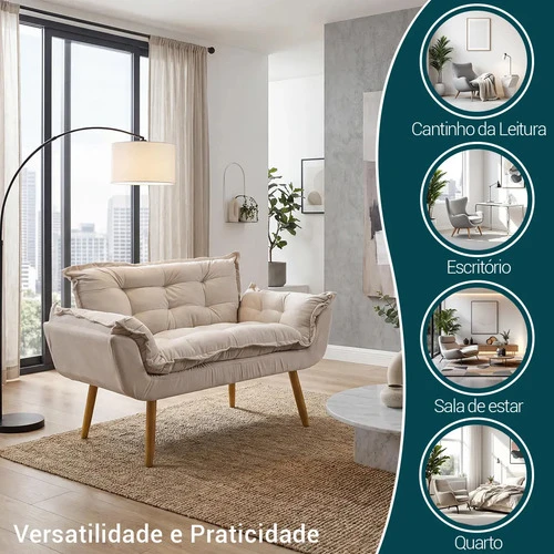 Foto detalhada do Poltrona Namoradeira Decorativa Alice em Suede - Avaliação e Review do Faro Guia (imagem 5)