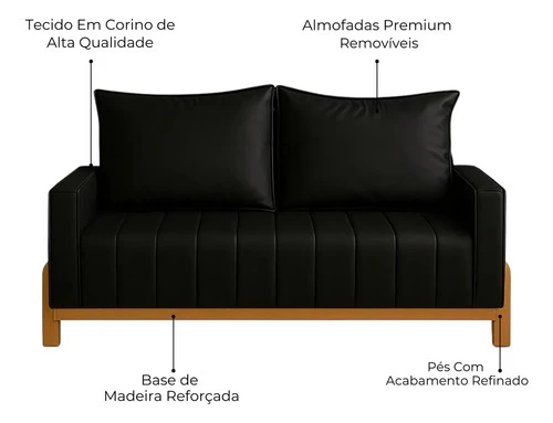 Foto detalhada do Sofá Namoradeira Elegante em Corino - Avaliação e Review do Faro Guia (imagem 3)