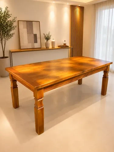 Mesa de Jantar Retangular em Madeira Maciça Peroba Rosa 200x100