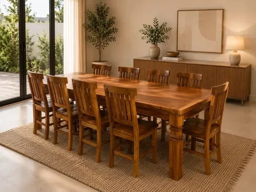 Foto detalhada do Mesa de Jantar Rústica com 10 Cadeiras Madeira Maciça 250x100 - Avaliação e Review do Faro Guia (imagem 4)