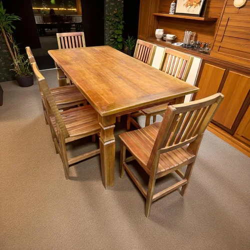 Foto detalhada do Mesa de Jantar com 6 Cadeiras em Madeira Maciça Cor Peroba - Avaliação e Review do Faro Guia (imagem 2)