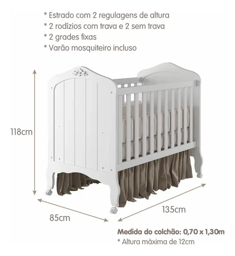 Foto detalhada do Berço Mini Cama Harmonia Permóbili Padrão Americano - Avaliação e Review do Faro Guia (imagem 5)