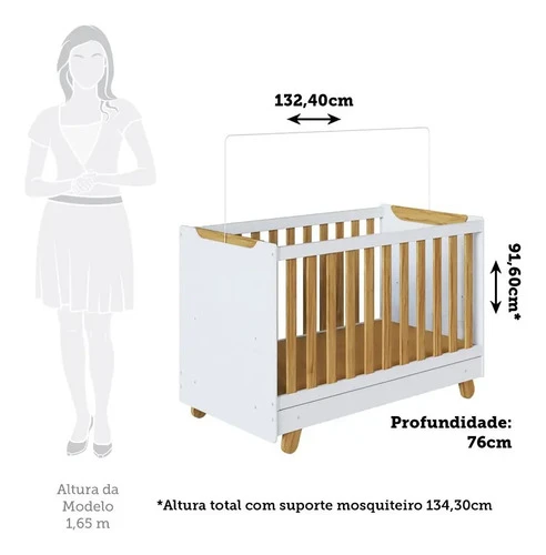 Foto detalhada do Berço Minicama Levy Americano 4 em 1 Branco - Avaliação e Review do Faro Guia (imagem 3)