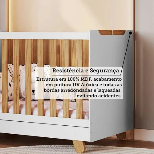 Foto detalhada do Berço Minicama Levy Americano 4 em 1 Branco - Avaliação e Review do Faro Guia (imagem 4)