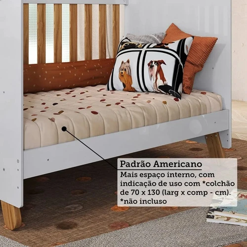 Foto detalhada do Berço Minicama Levy Americano 4 em 1 Branco - Avaliação e Review do Faro Guia (imagem 6)
