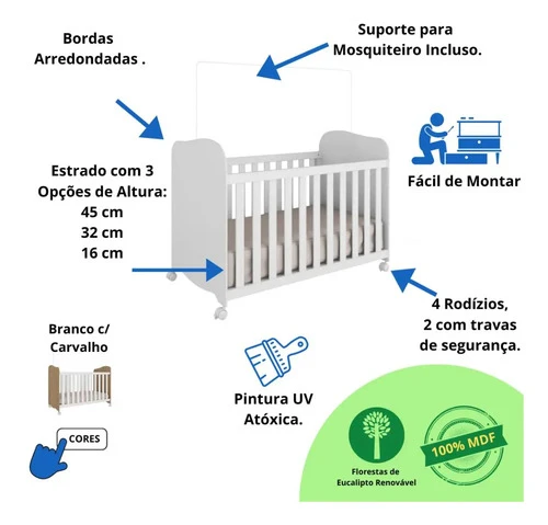 Foto detalhada do Berço Padrão Americano Peroba Uli - Avaliação e Review do Faro Guia (imagem 3)
