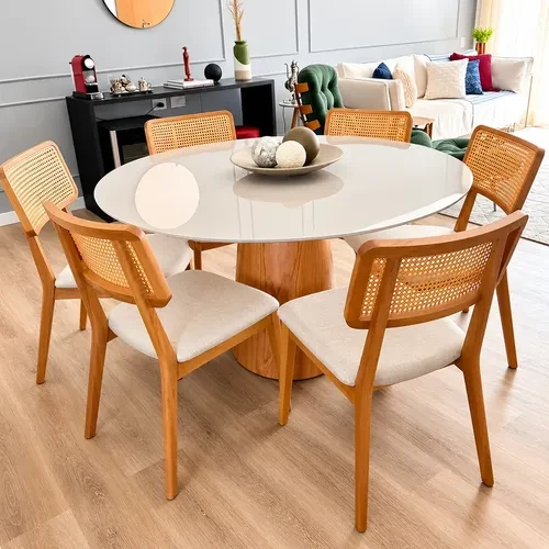 Mesa de Jantar Cone Laqueada com Vidro 120cm
