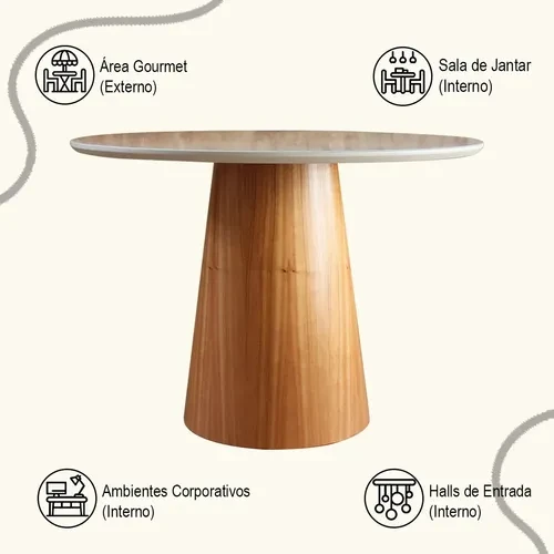 Foto detalhada do Mesa de Jantar Cone Laqueada com Vidro 120cm - Avaliação e Review do Faro Guia (imagem 2)