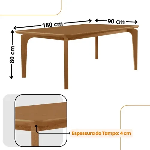 Foto detalhada do Mesa de Jantar Moderna Liz 180cm Canto Copo - Avaliação e Review do Faro Guia (imagem 2)