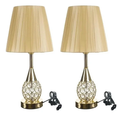 Kit 2 Abajures Tippi Dourado Cristal
