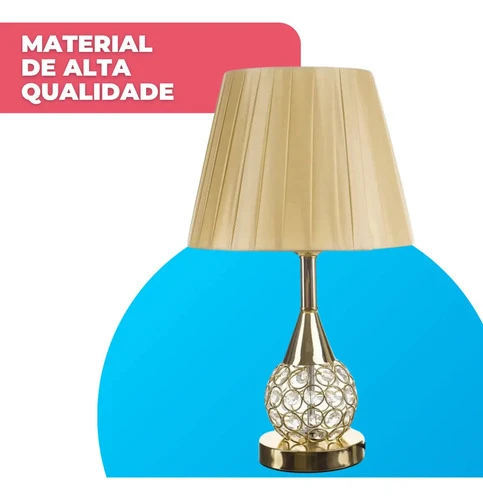 Foto detalhada do Kit 2 Abajures Tippi Dourado Cristal - Avaliação e Review do Faro Guia (imagem 3)
