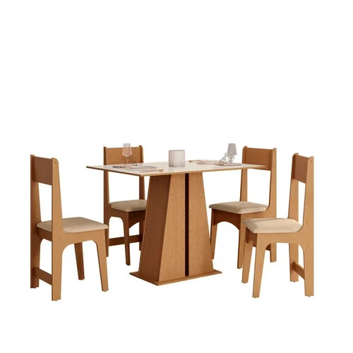 Foto detalhada do Conjunto de Jantar Sonetto Mesa Retangular Mel e Bege - Avaliação e Review do Faro Guia (imagem 2)