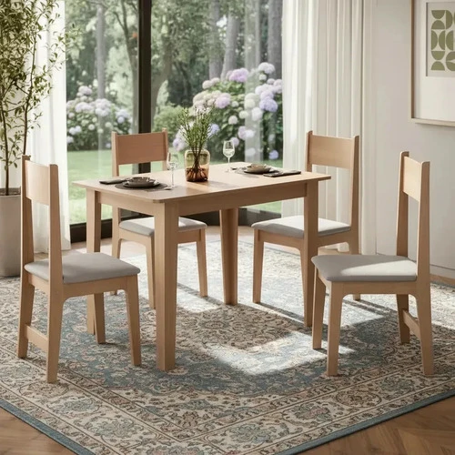 Foto detalhada do Conjunto de Jantar Sonetto Mesa Retangular Mel e Bege - Avaliação e Review do Faro Guia (imagem 6)