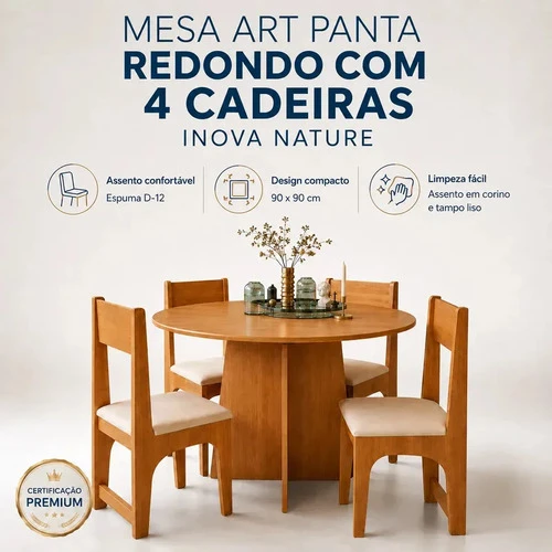 Foto detalhada do Conjunto Mesa Redonda Art Panta Nature com 4 Cadeiras - Avaliação e Review do Faro Guia (imagem 3)