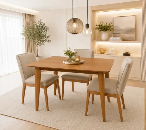 Mesa de Jantar Retangular Evora 4 Lugares Amadeirado