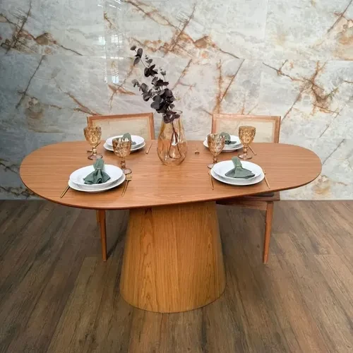 Foto detalhada do Mesa de Jantar Oval Orgânica Cone em Freijó - Avaliação e Review do Faro Guia (imagem 2)