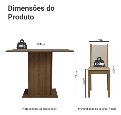 Foto detalhada do Conjunto de Jantar Madesa Talita Rustic Crema Pérola - Avaliação e Review do Faro Guia (imagem 3)