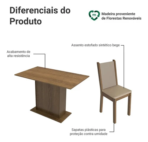 Foto detalhada do Conjunto de Jantar Madesa Talita Rustic Crema Pérola - Avaliação e Review do Faro Guia (imagem 4)