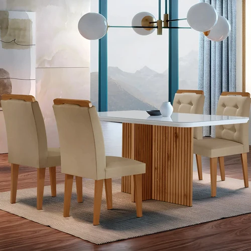 Sala de Jantar Olímpia Mdf com Tampo Curvo